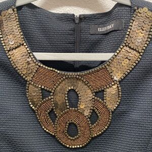 Ellen Tracy Navy Embellished Sheath